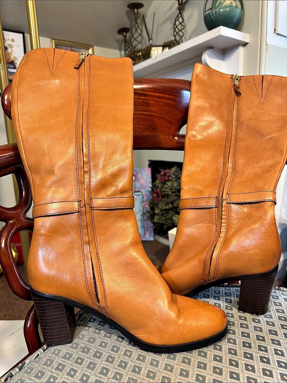 NWOT Ralph Lauren Leather Heeled Boots US 8.5 Never Worn! No Box Beautiful